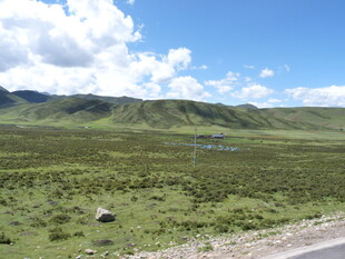 草原公路边的开阔自然景