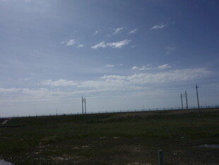 草原风光与远处输电塔