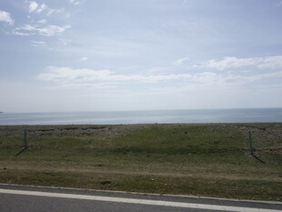 公路边的开阔草原与蓝天