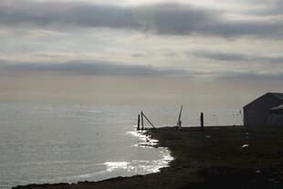 海边景致 萧瑟小屋与海浪