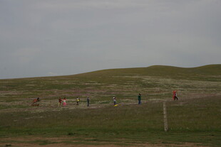 草原上的人群与开阔风景