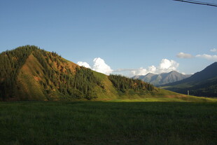 山间绿野 远处雪山美景