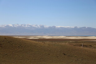 广袤荒原与远处雪山美景