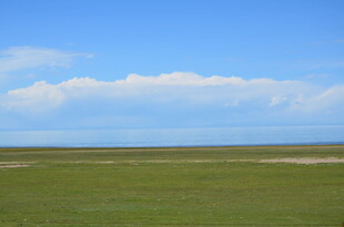 辽阔草原与蓝天白云美景