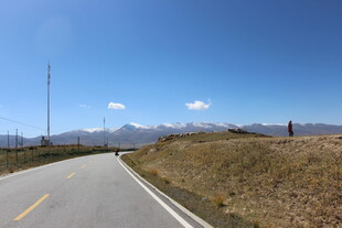 蜿蜒公路通向远方雪山