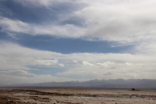 蓝天白云下的广袤荒原