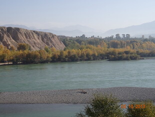 河畔秋景风光如画