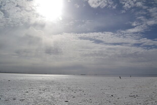 阳光下的广阔冰雪世界