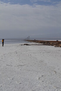 海边沙滩上的孤独身影