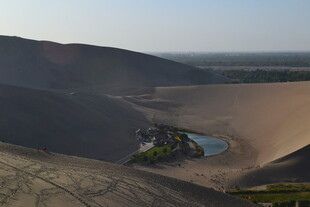 沙漠中的绿洲景观