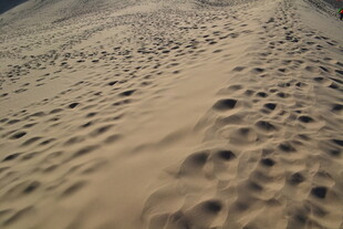 沙漠中的脚印痕迹
