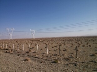 荒漠中的输电线路远景