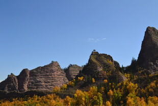 秋日峻岭与烂漫黄叶