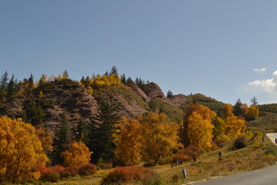 秋日山间公路美景