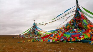 草原上的五彩经幡