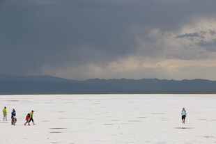 雪地漫步的人群