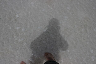 雪地中的手影剪影画面