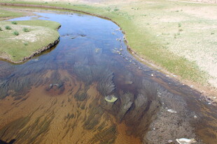 蜿蜒河流穿草原