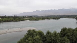 河畔风光 远山近树