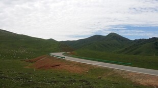 蜿蜒公路穿行于绿野山丘