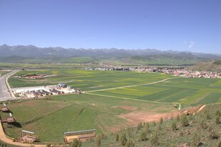 俯瞰广袤田园风光景色