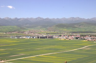 田园风光下的村庄美景