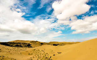 广袤沙漠与蓝天白云美景