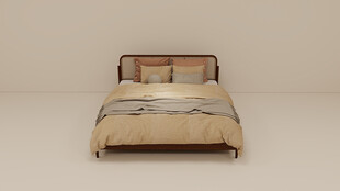 简约风格双人床及配套床品