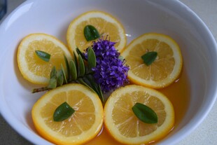 柠檬片装饰的清新饮品