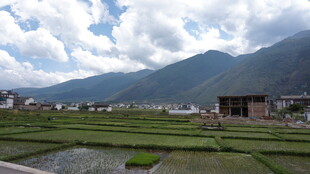 田园风光中的远山与村落