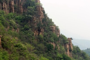 石林峡陡峭山壁上的葱郁植被