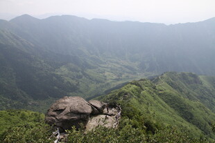 山间巨石 绿意盎然的景致