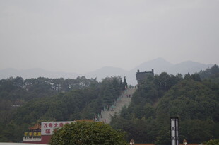 衡山山间道路隐于葱郁树林