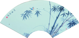 水墨风竹叶扇面