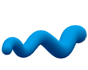 蓝色波浪形立体毛绒尾巴图形