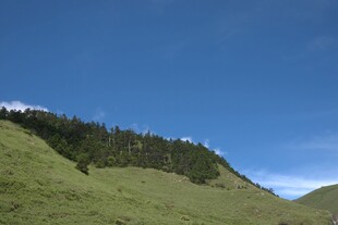 青山绿树间的蓝天美景