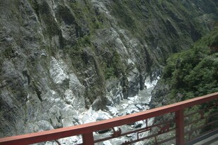 俯瞰山间湍急河流景观