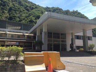 户外建筑前的黄色休闲椅