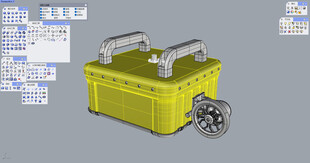 黄色带轮储物箱模型