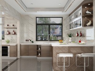 现代简约风开放式厨房空间