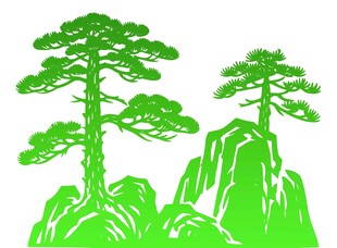 青山松树新中式国风迎客松矢量