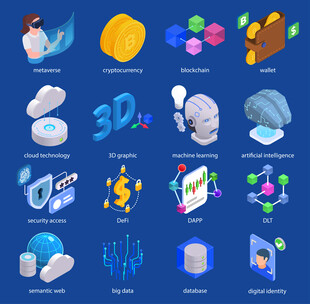 3D科技元素图标集合