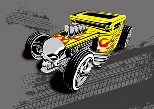 黄色酷炫卡通赛车