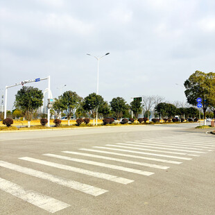 宽阔道路上的斑马线场景
