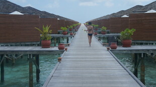 水上栈道通向度假小屋