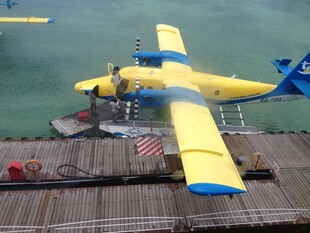 黄色水上飞机停靠码头