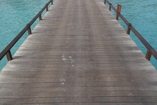 海边木质栈桥延伸向远方