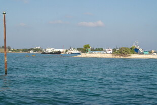 海滨风光 远处的建筑遗迹