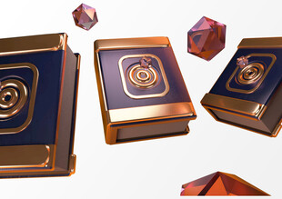 3D 魔法书 金属质感 宝石 