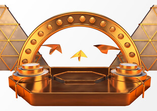 金色舞台 C4D 立体舞台 金